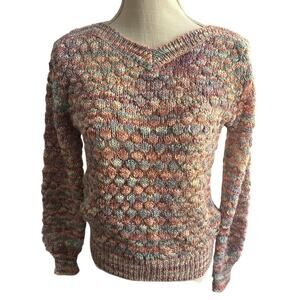 Vintage Knit Soft Pastel Pullover Sweater 100% Acrylic Size M